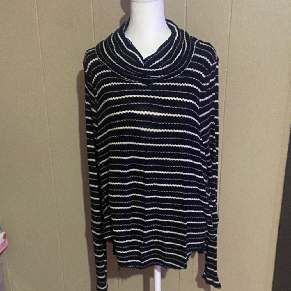 We The Free Striped Black and White Women's Top
